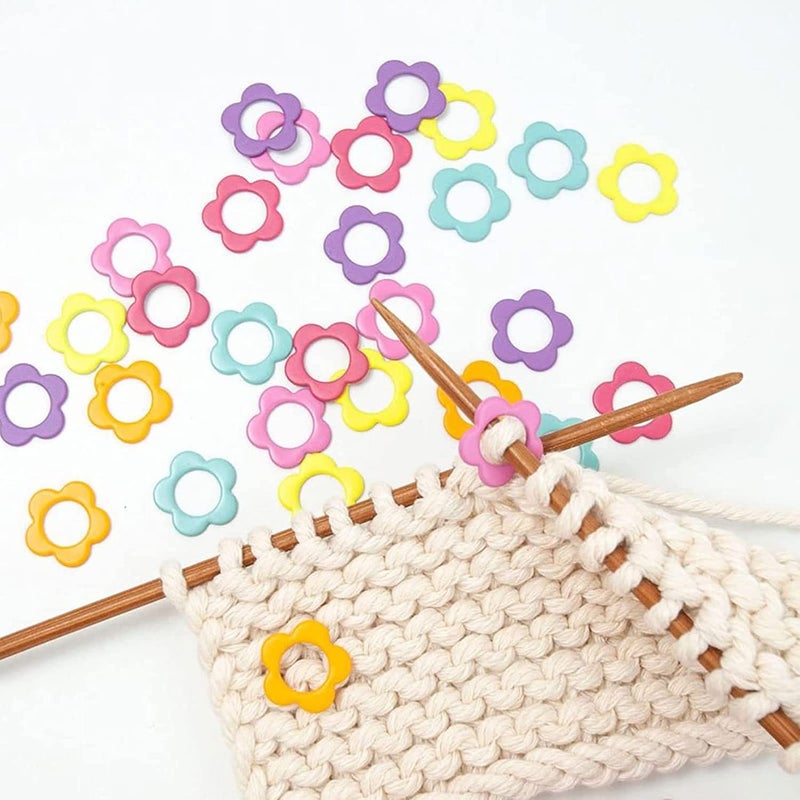 wonofa 50Pcs Flower Metal Stitch Markers,Metal Colorful Crochet Stitch Markers,with Storage Box for Crocheting Clothing Tag DIY Craft Project (Flower-50Pcs) - Image 2